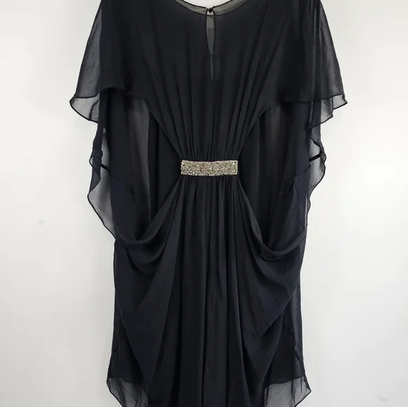 Rickie Freeman by Teri Jon Women's Black Silk Jewel Midi Dress Size 14 $440 MSRP - Picture 2 of 16